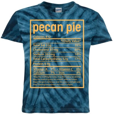 Thanksgiving Pecan Pie Nutrition Facts Kids Tie-Dye T-Shirt