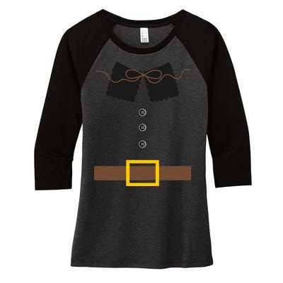 Thanksgiving Pilgrim Costume Women's Tri-Blend 3/4-Sleeve Raglan Shirt