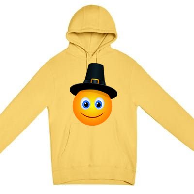 Thanksgiving Pilgrim Emoji Smiley Premium Pullover Hoodie