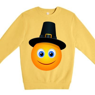 Thanksgiving Pilgrim Emoji Smiley Premium Crewneck Sweatshirt