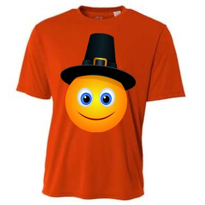 Thanksgiving Pilgrim Emoji Smiley Cooling Performance Crew T-Shirt