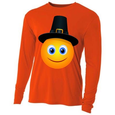 Thanksgiving Pilgrim Emoji Smiley Cooling Performance Long Sleeve Crew