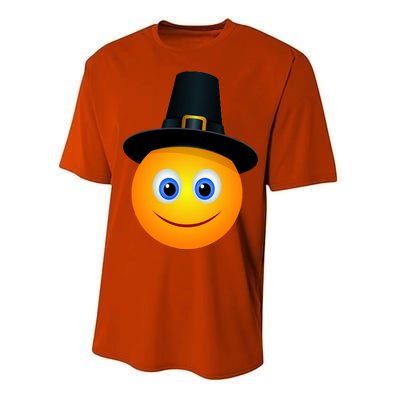 Thanksgiving Pilgrim Emoji Smiley Performance Sprint T-Shirt