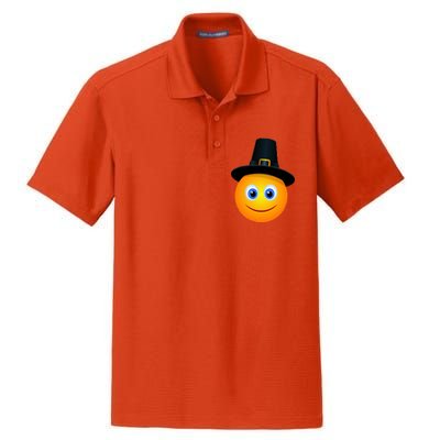 Thanksgiving Pilgrim Emoji Smiley Dry Zone Grid Polo