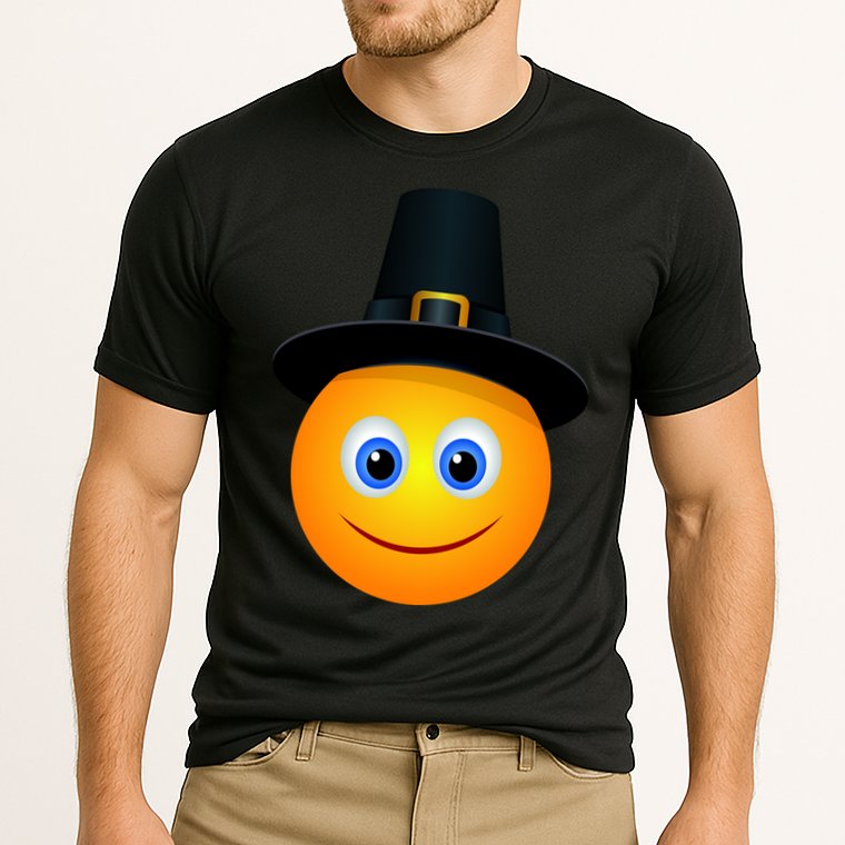 Thanksgiving Pilgrim Emoji Smiley Cooling Performance Crew T-Shirt