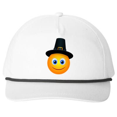 Thanksgiving Pilgrim Emoji Smiley Snapback Five-Panel Rope Hat