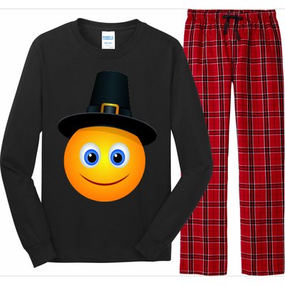 Thanksgiving Pilgrim Emoji Smiley Long Sleeve Pajama Set