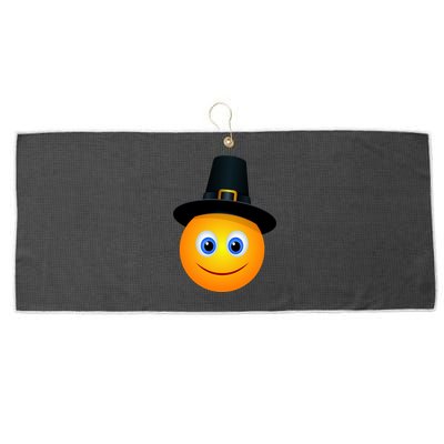 Thanksgiving Pilgrim Emoji Smiley Large Microfiber Waffle Golf Towel