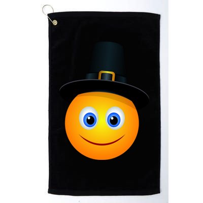Thanksgiving Pilgrim Emoji Smiley Golf Towel