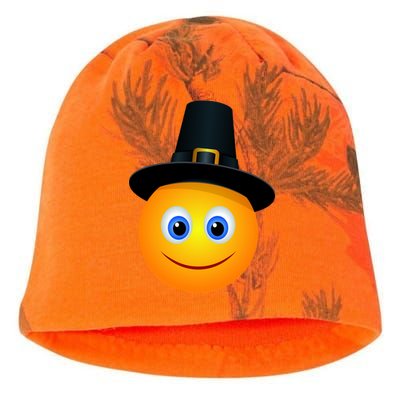 Thanksgiving Pilgrim Emoji Smiley Kati - Camo Knit Beanie