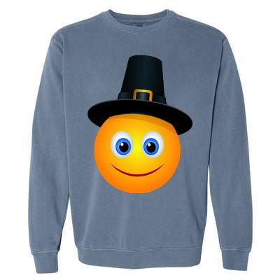 Thanksgiving Pilgrim Emoji Smiley Garment-Dyed Sweatshirt