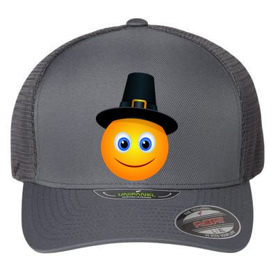 Thanksgiving Pilgrim Emoji Smiley Flexfit Unipanel Trucker Cap