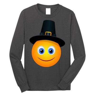 Thanksgiving Pilgrim Emoji Smiley Long Sleeve Shirt