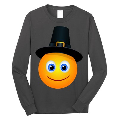 Thanksgiving Pilgrim Emoji Smiley Long Sleeve Shirt