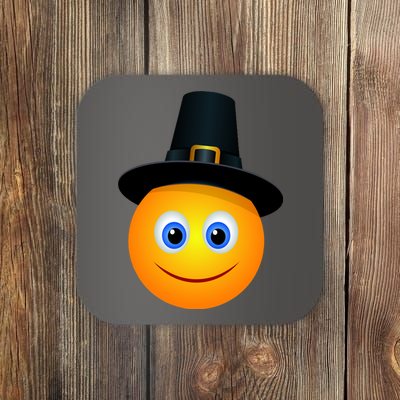 Thanksgiving Pilgrim Emoji Smiley Coaster