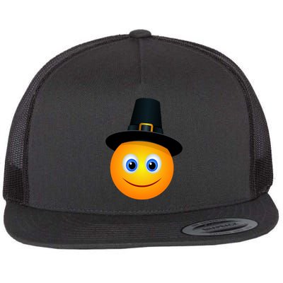 Thanksgiving Pilgrim Emoji Smiley Flat Bill Trucker Hat