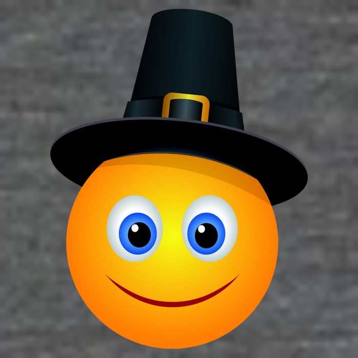 Thanksgiving Pilgrim Emoji Smiley Poster