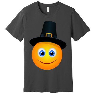 Thanksgiving Pilgrim Emoji Smiley Premium T-Shirt
