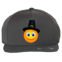 Thanksgiving Pilgrim Emoji Smiley Wool Snapback Cap