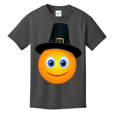 Thanksgiving Pilgrim Emoji Smiley Kids T-Shirt