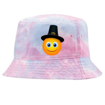 Thanksgiving Pilgrim Emoji Smiley Tie-Dyed Bucket Hat