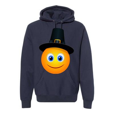 Thanksgiving Pilgrim Emoji Smiley Premium Hoodie