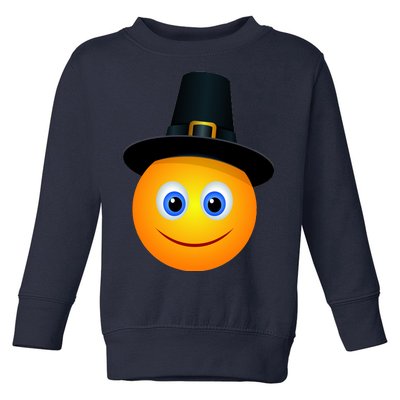 Thanksgiving Pilgrim Emoji Smiley Toddler Sweatshirt