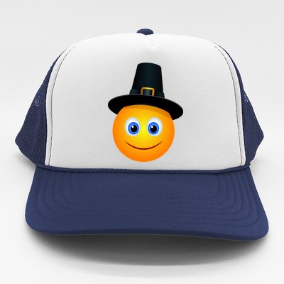 Thanksgiving Pilgrim Emoji Smiley Trucker Hat