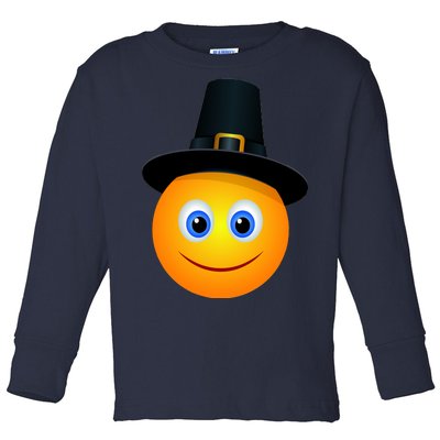 Thanksgiving Pilgrim Emoji Smiley Toddler Long Sleeve Shirt