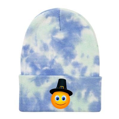 Thanksgiving Pilgrim Emoji Smiley Tie Dye 12in Knit Beanie