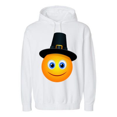 Thanksgiving Pilgrim Emoji Smiley Garment-Dyed Fleece Hoodie