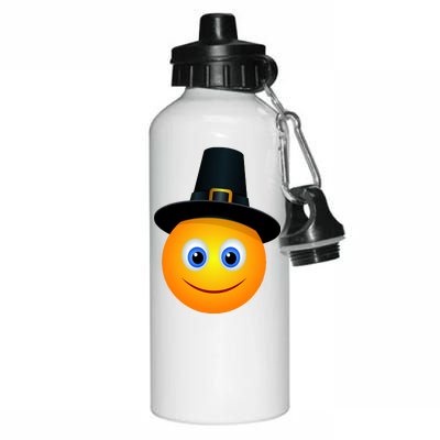 Thanksgiving Pilgrim Emoji Smiley Aluminum Water Bottle