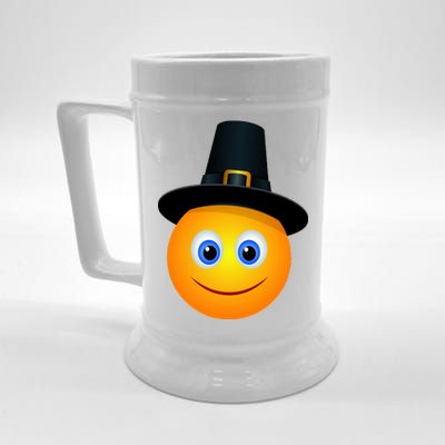 Thanksgiving Pilgrim Emoji Smiley Beer Stein