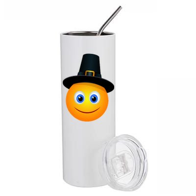 Thanksgiving Pilgrim Emoji Smiley Stainless Steel Tumbler