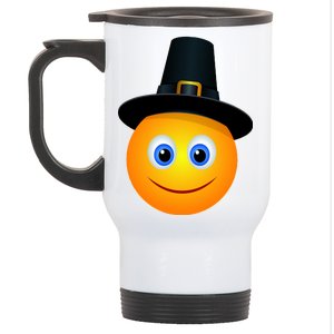 Thanksgiving Pilgrim Emoji Smiley Stainless Steel Travel Mug