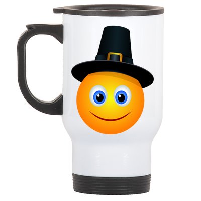 Thanksgiving Pilgrim Emoji Smiley Stainless Steel Travel Mug