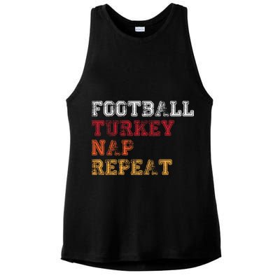 Thanksgiving Schedule Football Turkey Nap Repeat Ladies PosiCharge Tri-Blend Wicking Tank