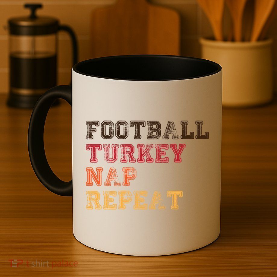 Thanksgiving Schedule Football Turkey Nap Repeat Mug