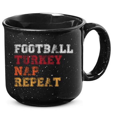 Thanksgiving Schedule Football Turkey Nap Repeat 15oz Campfire Ceramic Mug