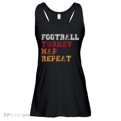 Thanksgiving Schedule Football Turkey Nap Repeat Ladies Essential Flowy Tank