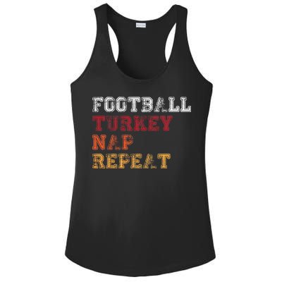 Thanksgiving Schedule Football Turkey Nap Repeat Ladies PosiCharge Competitor Racerback Tank