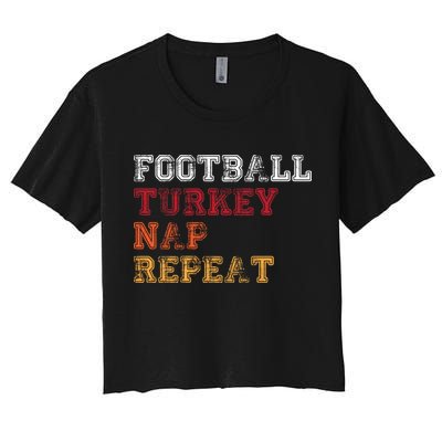 Thanksgiving Schedule Football Turkey Nap Repeat Crop Top