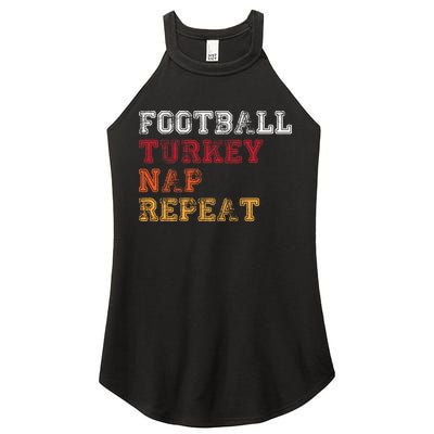 Thanksgiving Schedule Football Turkey Nap Repeat Women's Perfect Tri Rocker Tank