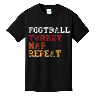 Thanksgiving Schedule Football Turkey Nap Repeat Kids T-Shirt