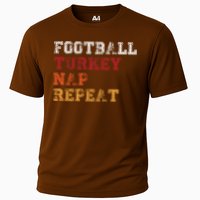 Thanksgiving Schedule Football Turkey Nap Repeat Cooling Performance Crew T-Shirt