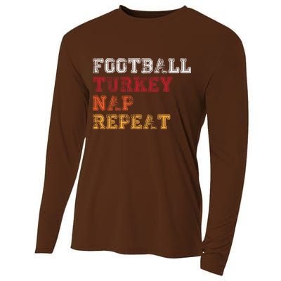 Thanksgiving Schedule Football Turkey Nap Repeat Cooling Performance Long Sleeve Crew