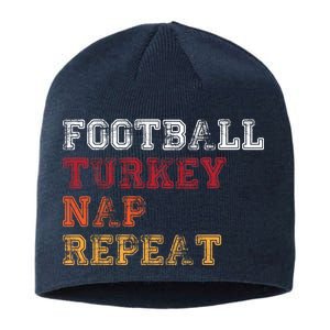 Thanksgiving Schedule Football Turkey Nap Repeat Sustainable Beanie