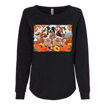 Thanksgiving Selfie Animals Womens California Wash Sweatshirt