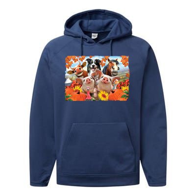 Thanksgiving Selfie Animals Performance Fleece Hoodie