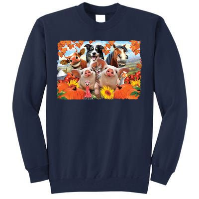 Thanksgiving Selfie Animals Tall Sweatshirt